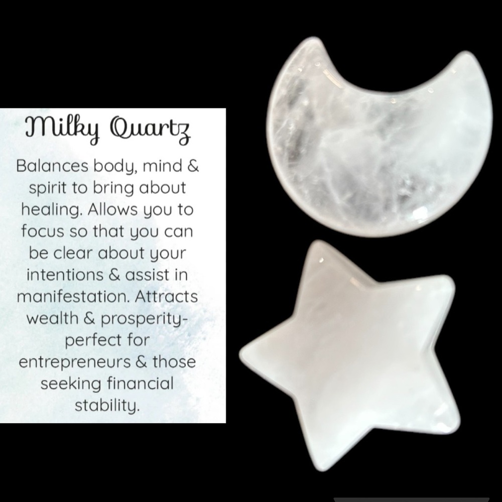 Milky Quartz Small moon & star set